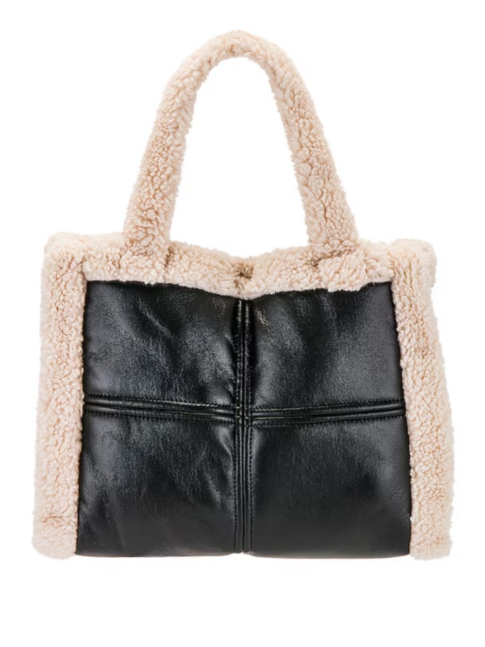 Black Tote with Cream Shearling Trim Zoey Tote in Black & Ivory
LAMARQUE